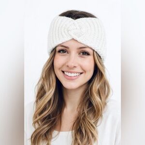 Lids Braided Head Wrap Cream White Silver Flecks Rose Detail OSFM
